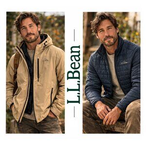 L.L.Bean 3-in-1 Interchange Jacket TEK Waterproof Shell + Puffer XL Tan